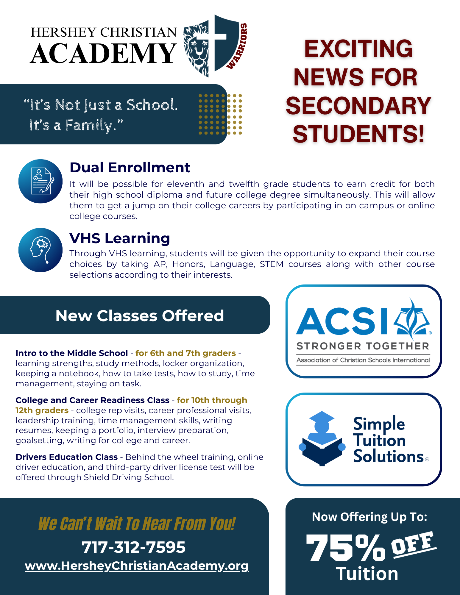 SECONDARY STUDENTS!